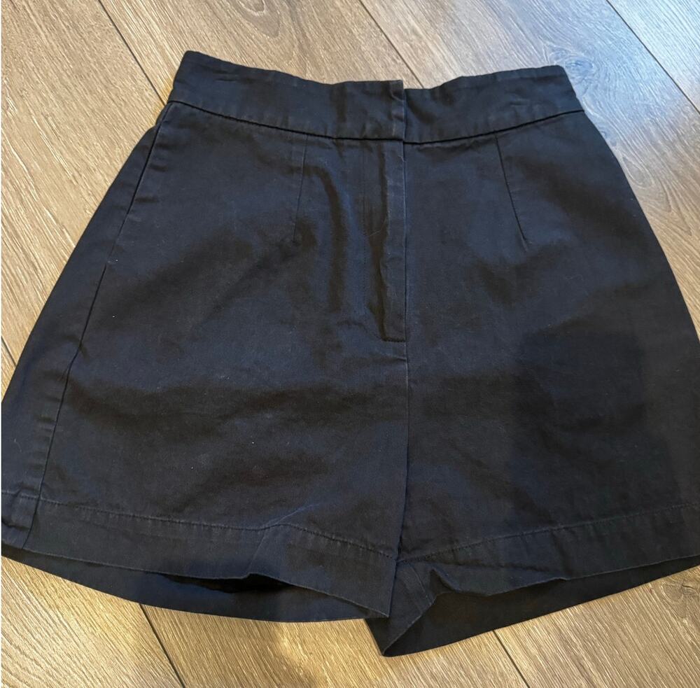 All Row Black Cotton High Waist Tailored Shorts Women's Size S